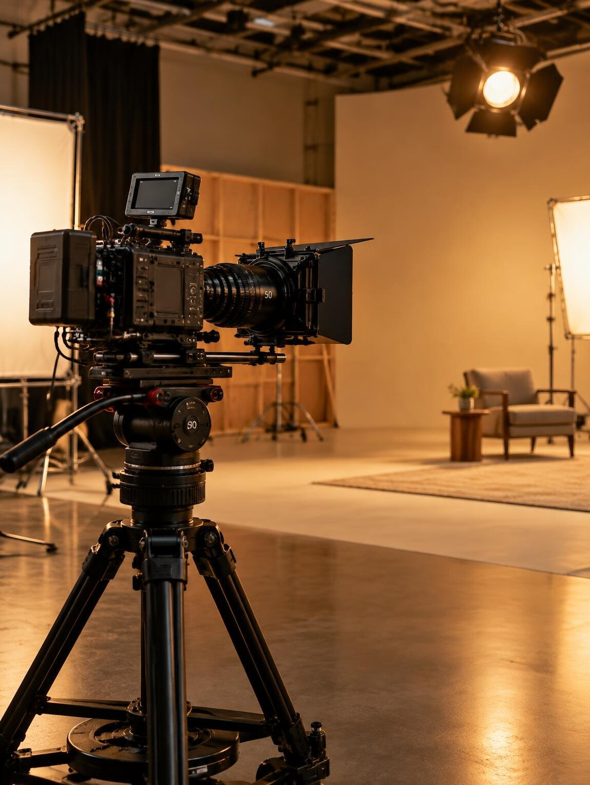 Film camera on a production set